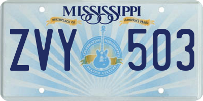 MS license plate ZVY503