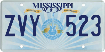 MS license plate ZVY523