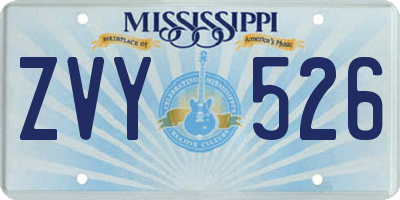MS license plate ZVY526