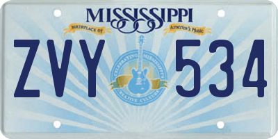 MS license plate ZVY534