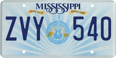MS license plate ZVY540