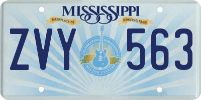 MS license plate ZVY563