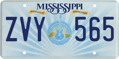 MS license plate ZVY565