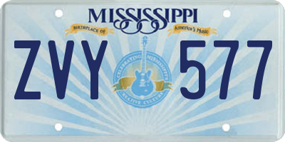 MS license plate ZVY577