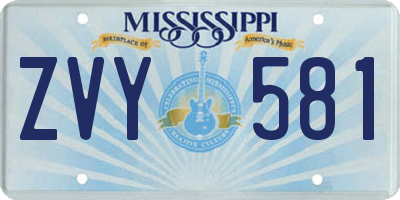 MS license plate ZVY581