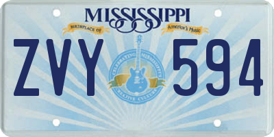 MS license plate ZVY594