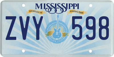MS license plate ZVY598