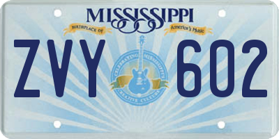 MS license plate ZVY602