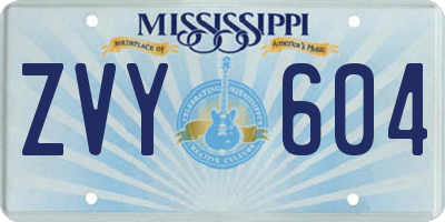 MS license plate ZVY604