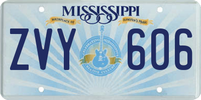 MS license plate ZVY606