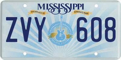MS license plate ZVY608
