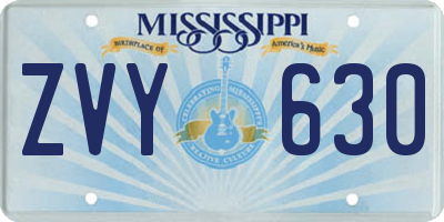 MS license plate ZVY630