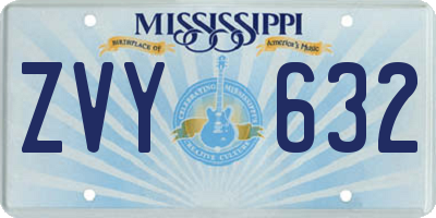MS license plate ZVY632