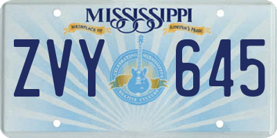 MS license plate ZVY645