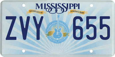 MS license plate ZVY655