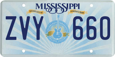 MS license plate ZVY660