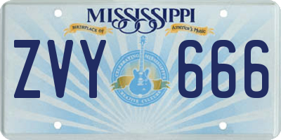 MS license plate ZVY666