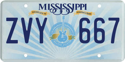MS license plate ZVY667