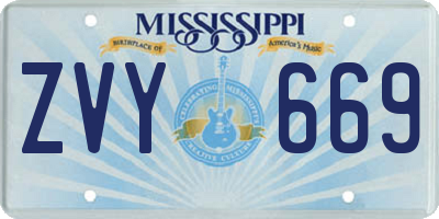 MS license plate ZVY669