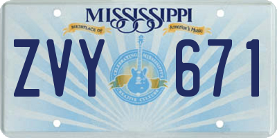 MS license plate ZVY671