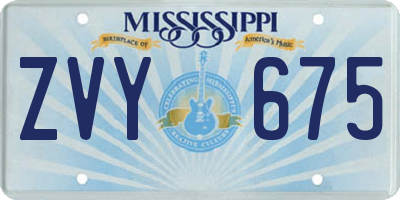 MS license plate ZVY675