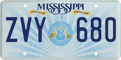 MS license plate ZVY680