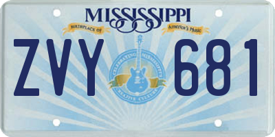 MS license plate ZVY681