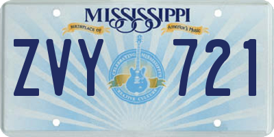 MS license plate ZVY721