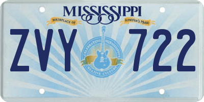MS license plate ZVY722