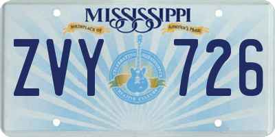 MS license plate ZVY726