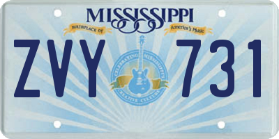 MS license plate ZVY731