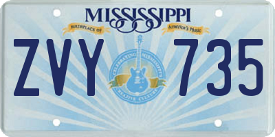 MS license plate ZVY735