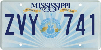 MS license plate ZVY741