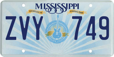 MS license plate ZVY749