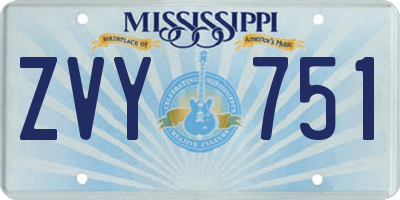 MS license plate ZVY751