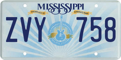 MS license plate ZVY758