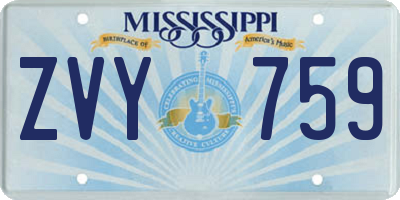 MS license plate ZVY759