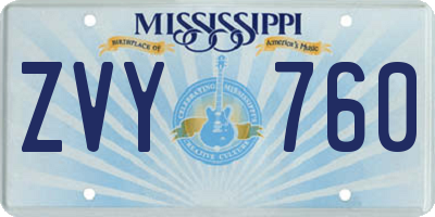 MS license plate ZVY760