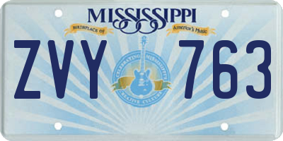 MS license plate ZVY763