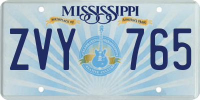 MS license plate ZVY765
