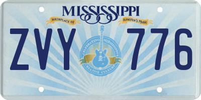 MS license plate ZVY776