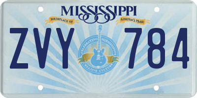 MS license plate ZVY784