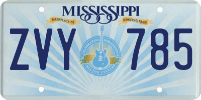 MS license plate ZVY785