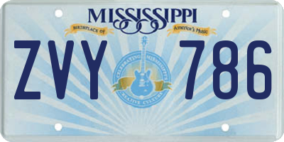 MS license plate ZVY786