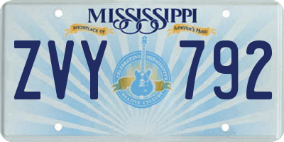 MS license plate ZVY792