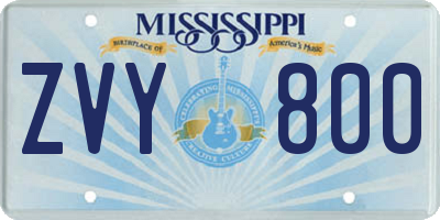 MS license plate ZVY800