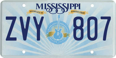 MS license plate ZVY807