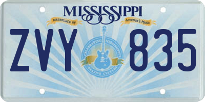 MS license plate ZVY835