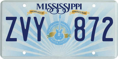 MS license plate ZVY872