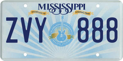 MS license plate ZVY888